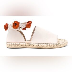 RAYE Daphne Espadrilles Poppy Flower Straps Cream Leather Size 7